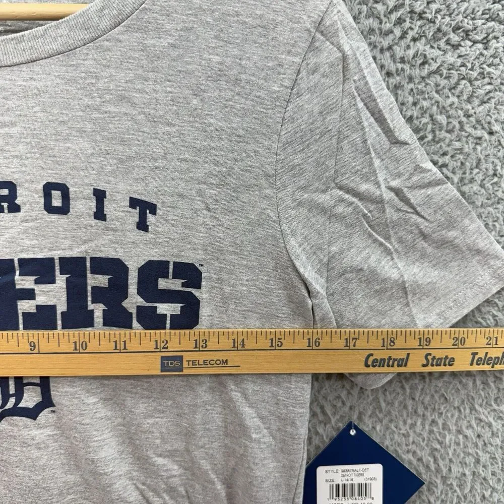 Detroit Tigers T-shirt Gray Youth Large 14-16 MLB Genuine Merch Official Tee NWT